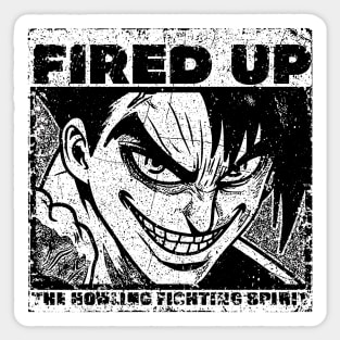 Saw Paing- FIRED UP - Kengan - Ashura Omega Season 2 BW Sticker